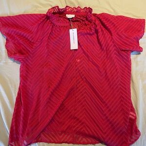 Liz Claiborne Vibrant Red Chevron Blouse